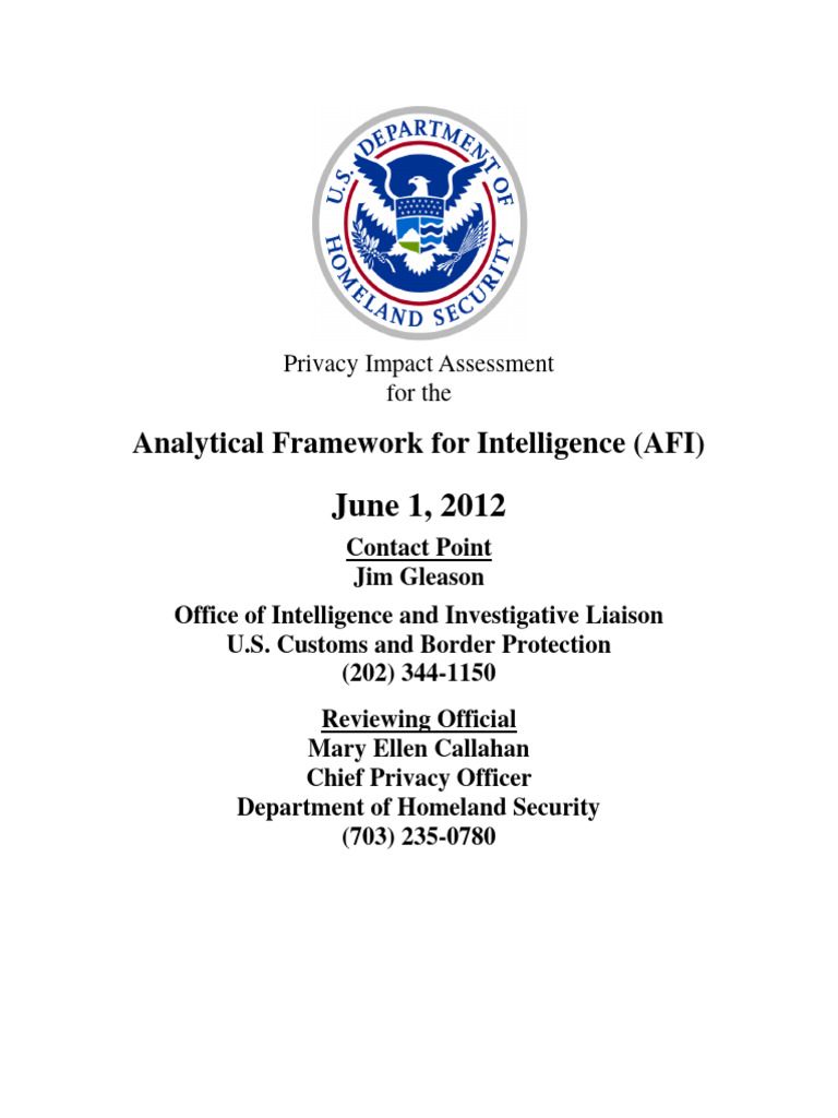 Privacy Impact Assessment for AFI | PDF | U.S. Customs And Border ...