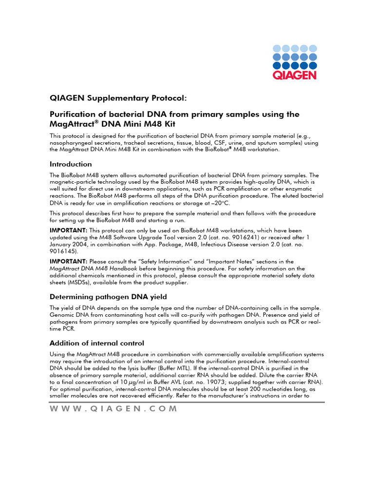 MA26 Purification of Bacterial DNA From Primary Samples Using The ...