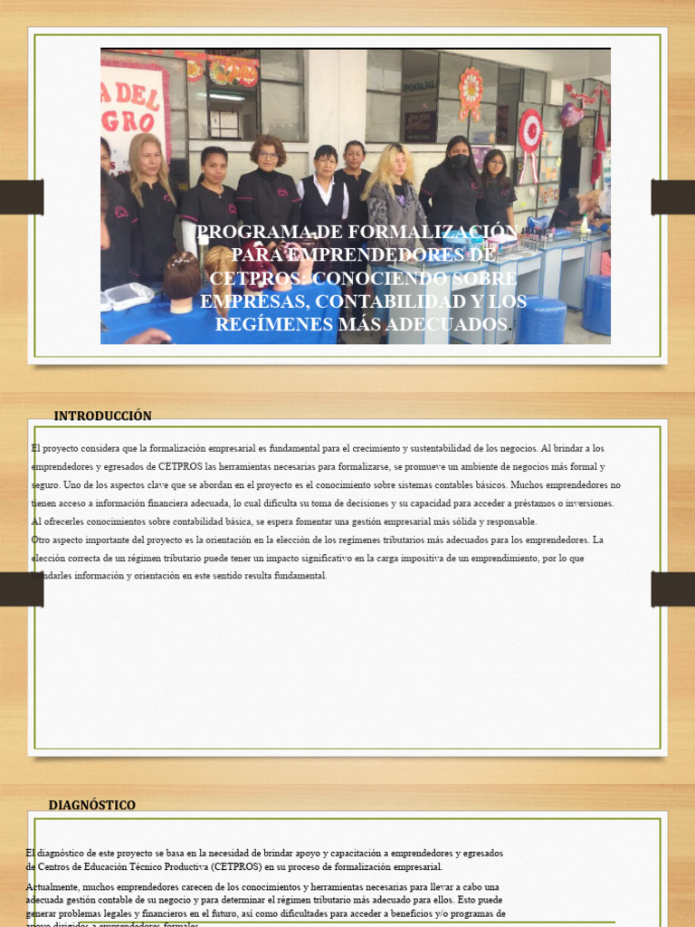 Formalizacion de Emprendedores PROYECTO FINAL | PDF | Iniciativa ...