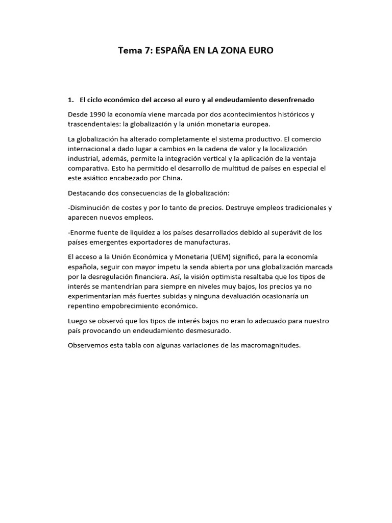 Impacto del Euro en la Economía Española | PDF | España | Deuda