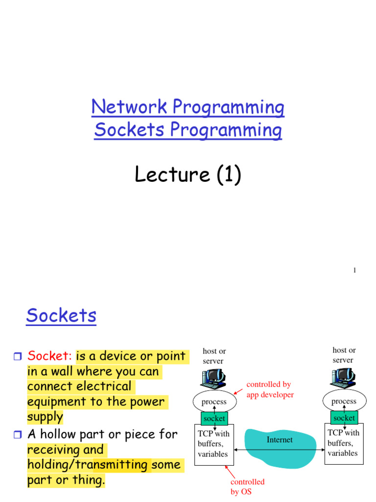 Lecture (1).PPt | PDF | Network Socket | Transmission Control Protocol