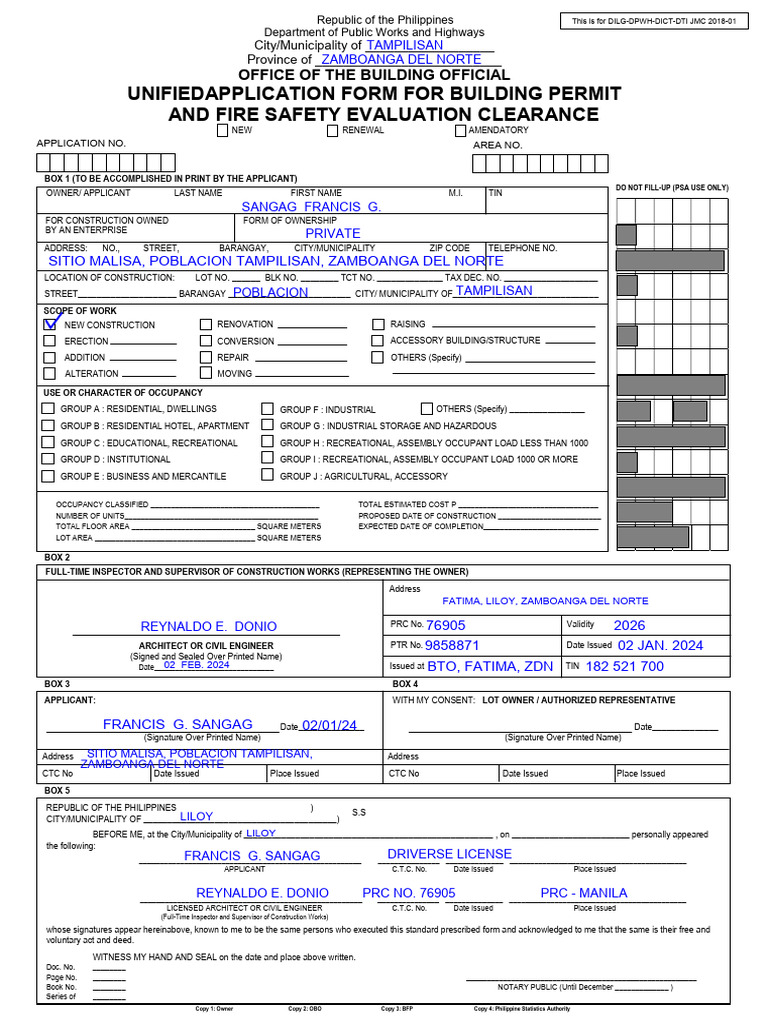 Unified Building Permit Application Form | PDF