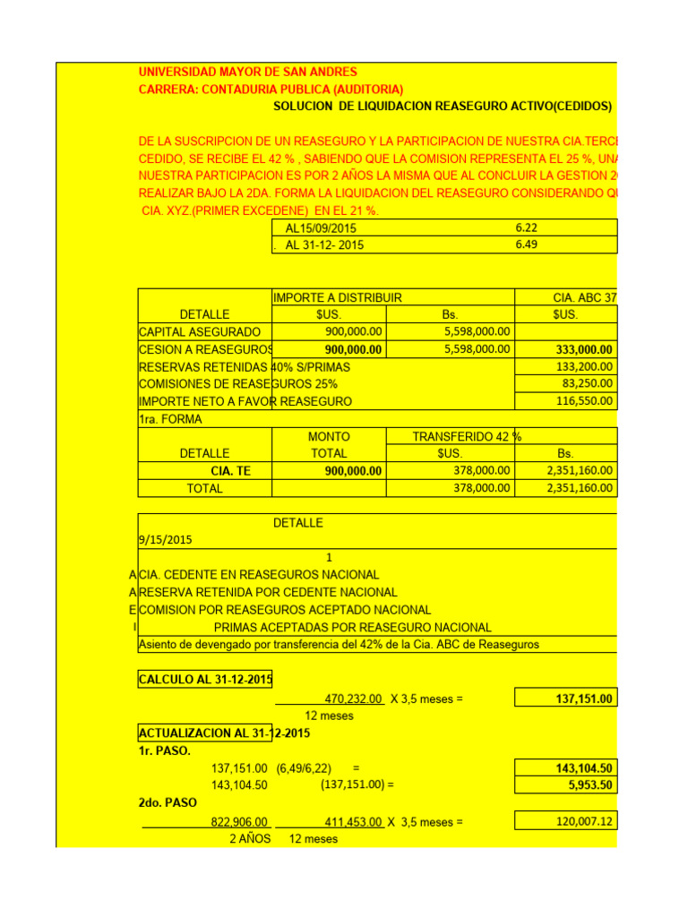 Liquidación de Reaseguro Activo 2015-2017 | PDF | Reaseguro | Servicios ...