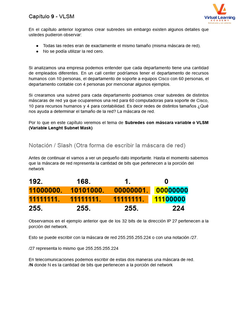 Subredes VLSM: Guía Práctica y Ejemplos | PDF | Dirección IP | Red de ...