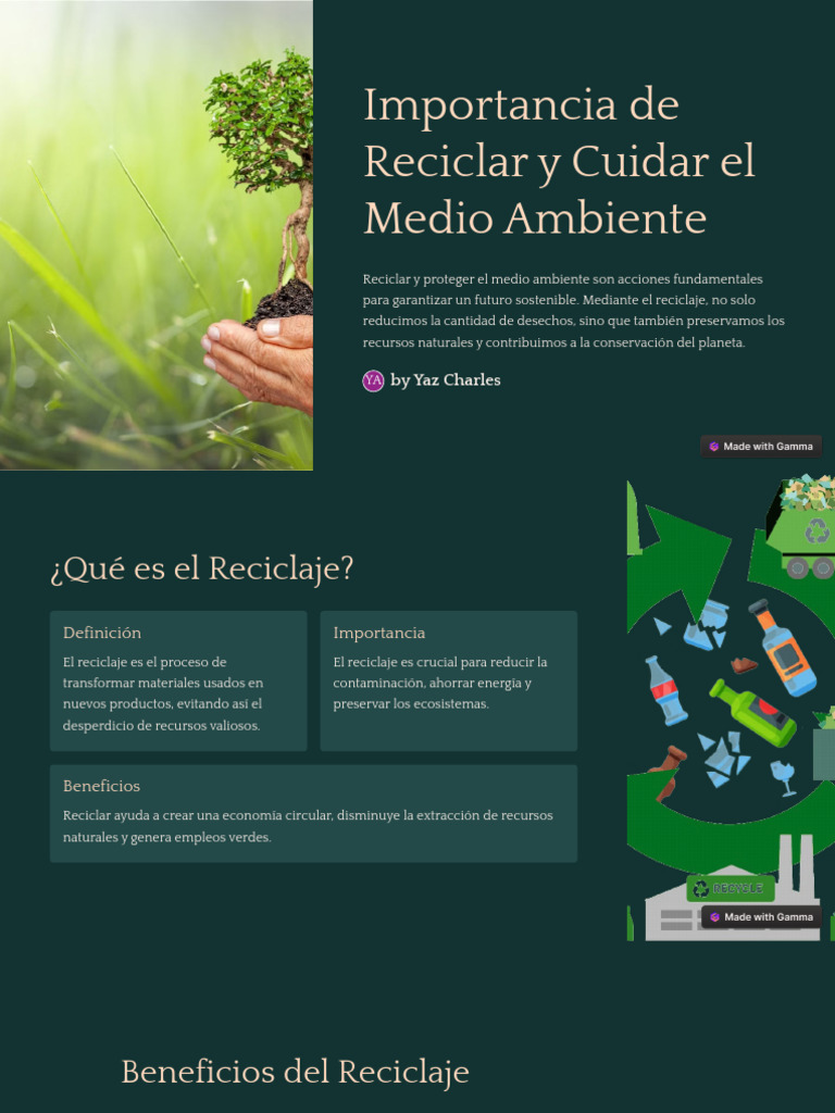 Importancia de Reciclar y Cuidar El Medio Ambiente | PDF | Reciclaje ...