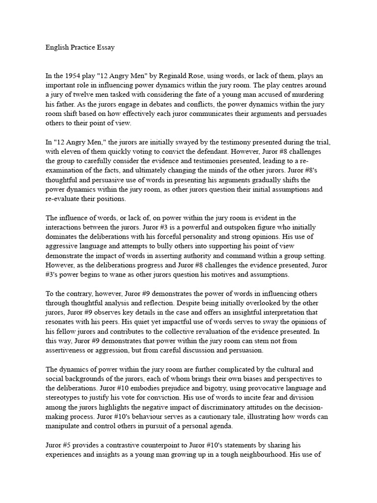 English Practice Essay | PDF | Deliberation | Prejudices