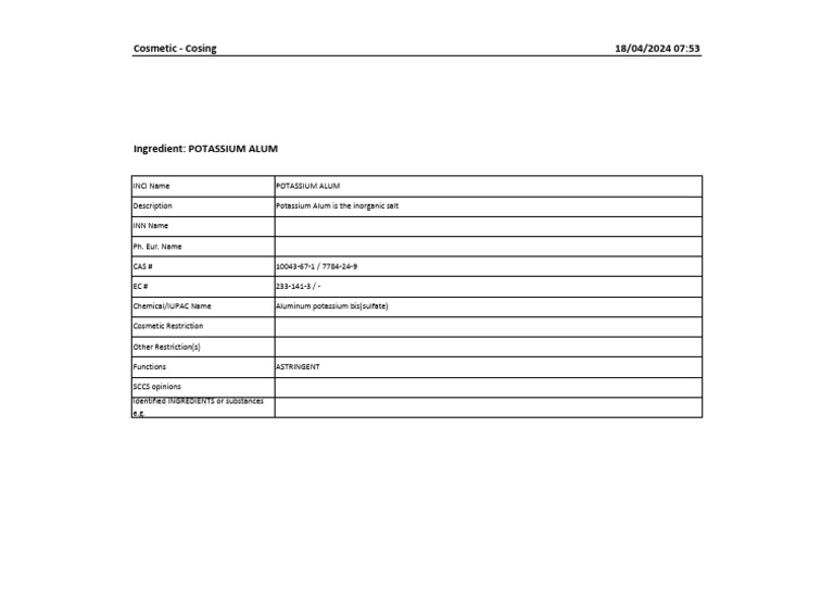COSING Ingredient 7 | PDF