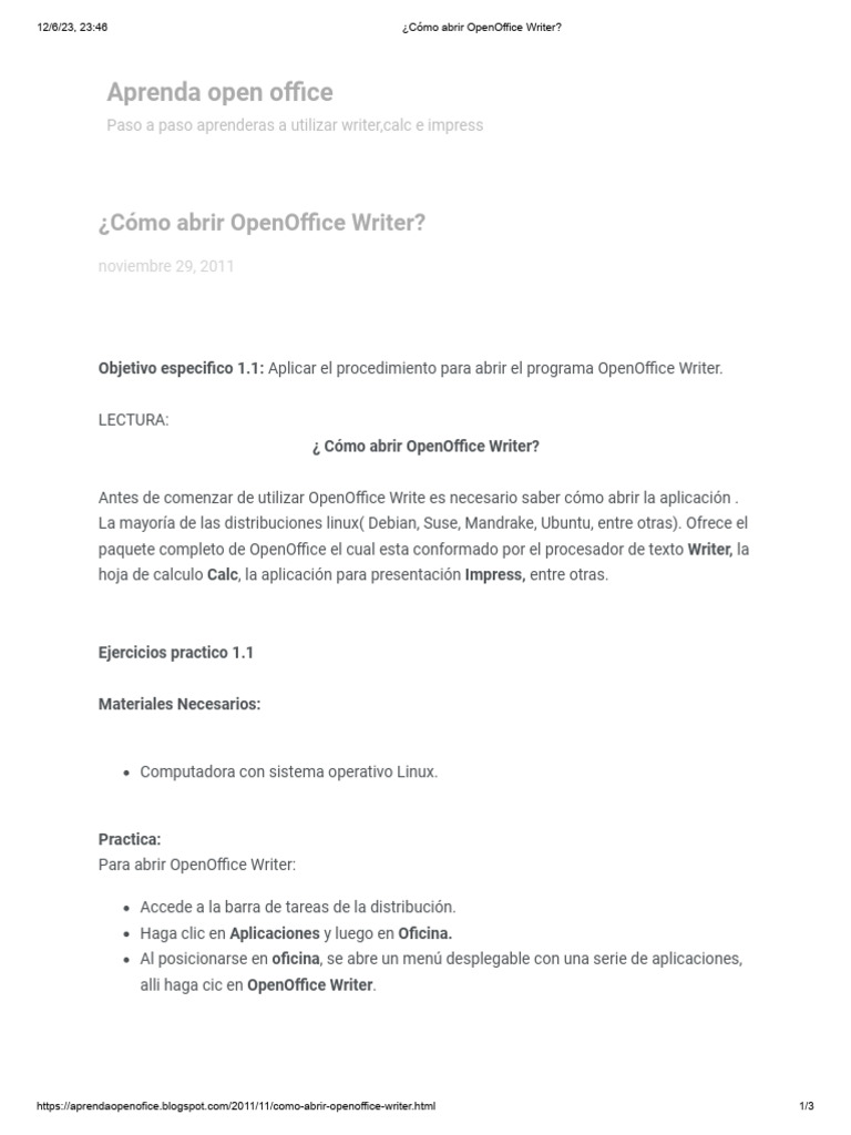 ¿Cómo abrir OpenOffice Writer? | Descargar gratis PDF | Software de la ...