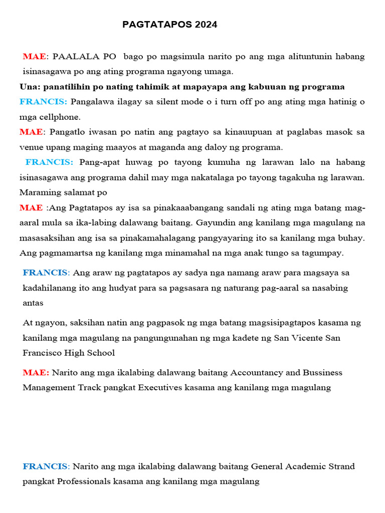 Emcee Script For Graduation 11 PDF Free | PDF
