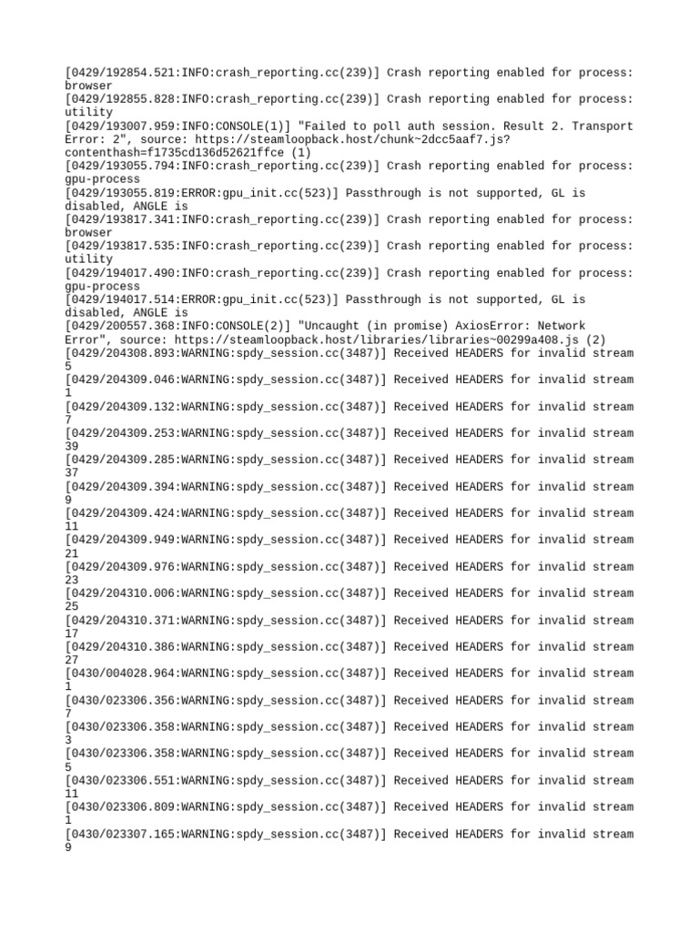 Steam Error Logs and Crash Reports | PDF | Computing | Software