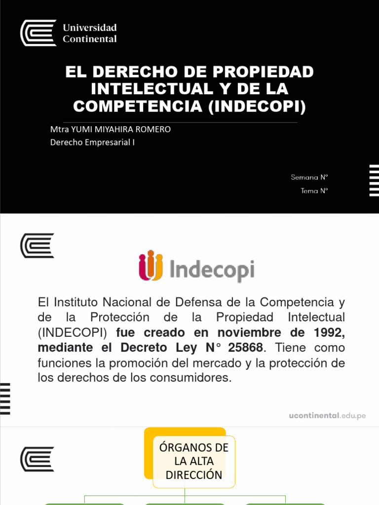 El Derecho de Propiedad Intelectual y de La Competencia (Indecopi ...