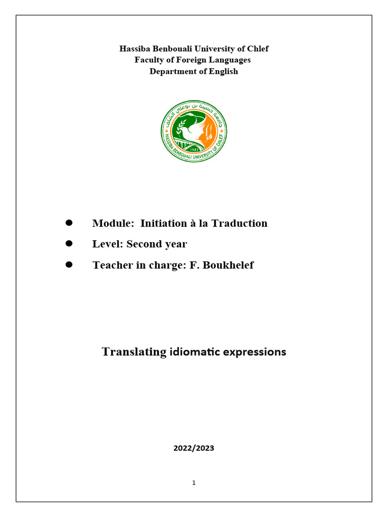 11 Translating Idiomatic Expressions | PDF | Idiom | Linguistics