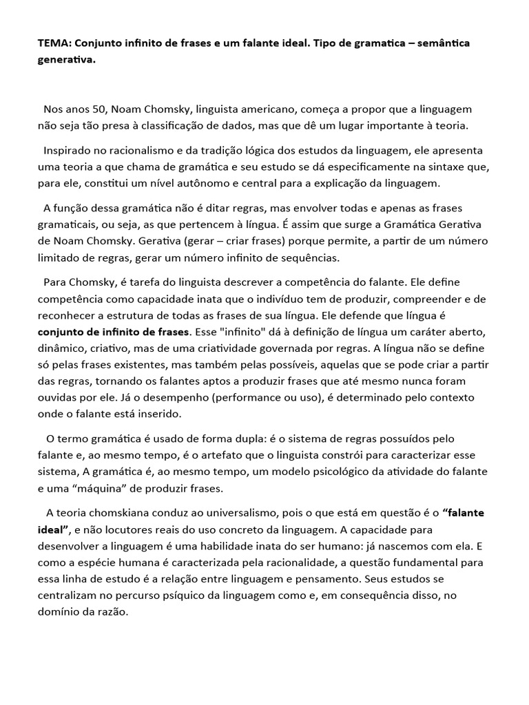 Gramatica Transformacional Noam Chomsky Pdf Gramática Linguística