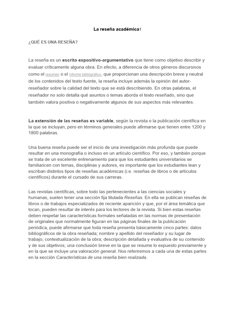 Reseña | PDF | Publicación Académica