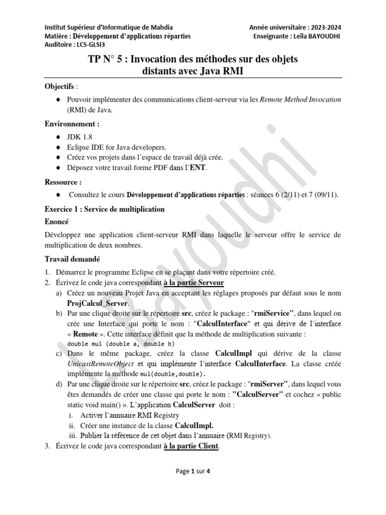 Développement D'applications Réparties | PDF | Java (Langage de ...