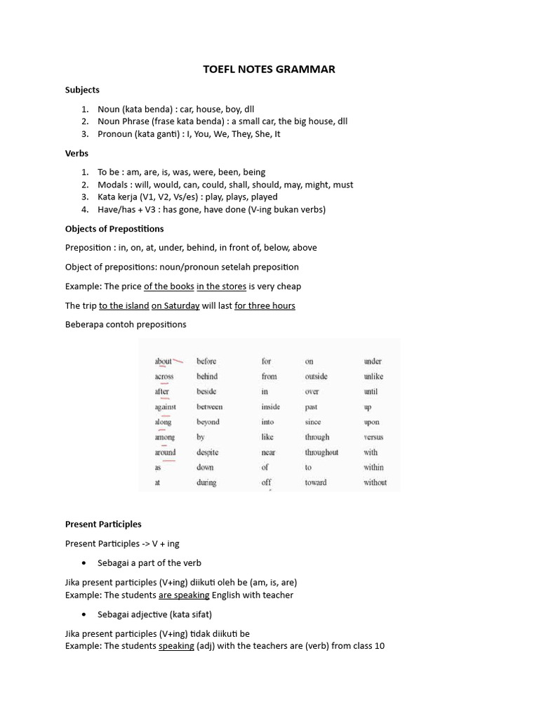 Notes Toefl | PDF | Verb | Adjective