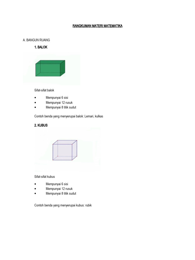 Rangkuman Materi Matematika Kelas 4 | PDF