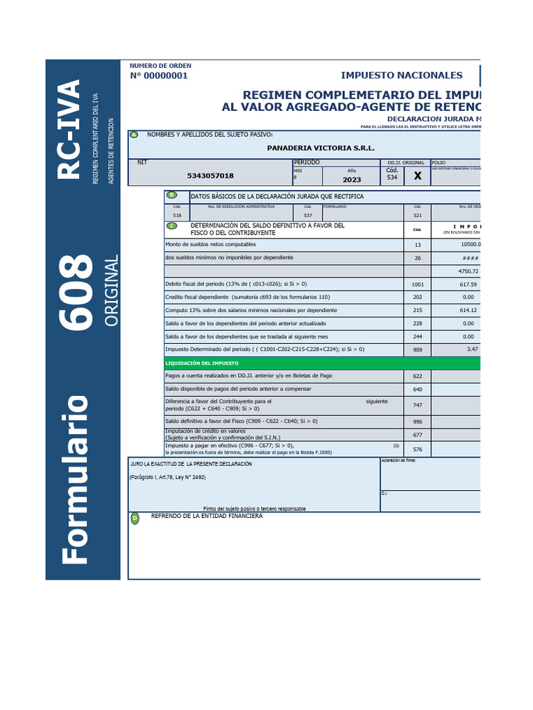 Formulario 608: Declaración Jurada IVA | PDF | Impuestos | Microeconomía
