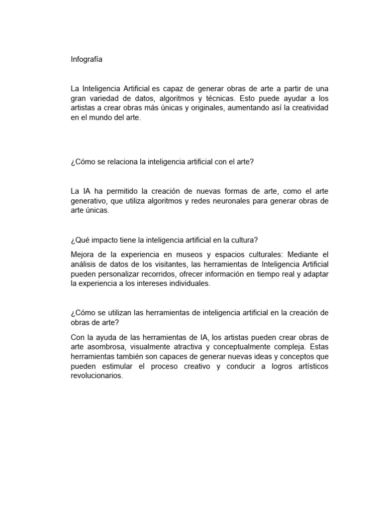 Inteligencia Artificial en El Arte y La Cultura | PDF | Inteligencia ...