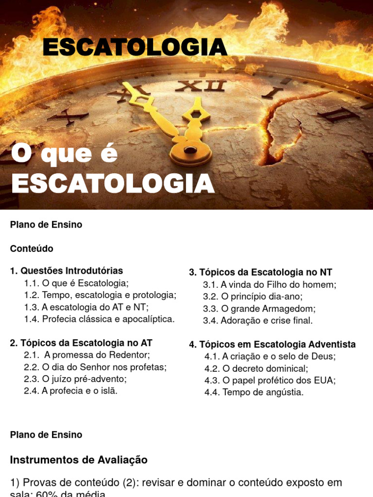 01 1.1,2 O Que É Escatologia | PDF | Escatologia | Segunda vinda de Cristo