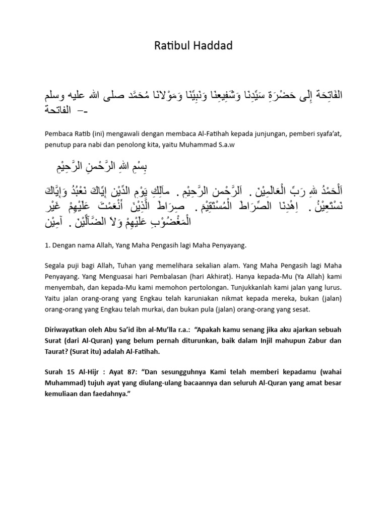 Ratibul Haddad: Doa dan Dzikir Harian | PDF | Agama & Spiritualitas