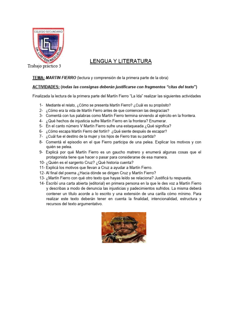 4 Martín Fierro La Ida Guía De Lectura Pdf