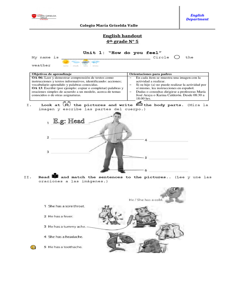 Actividades de Inglés para 4to Grado | PDF