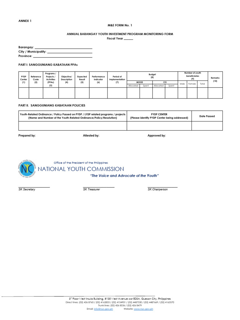 SK-Plans-Monitoring-Form-1 | PDF | Government
