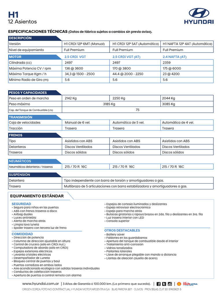 ficha_tecnica_hyundai_h1_3_1534123014_1537812600 | PDF | Vehículos de ...