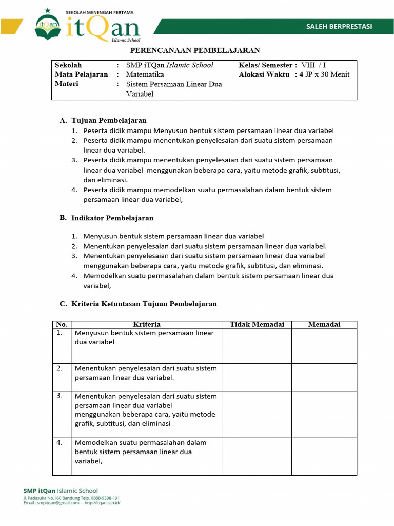 Rencana Pembelajaran Matematika SMP | PDF | Metode & Bahan Ajar | Komputer