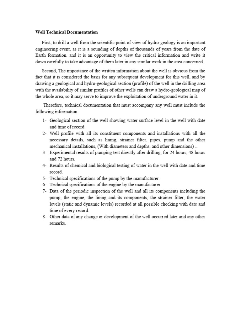 Essential Well Technical Documentation | PDF