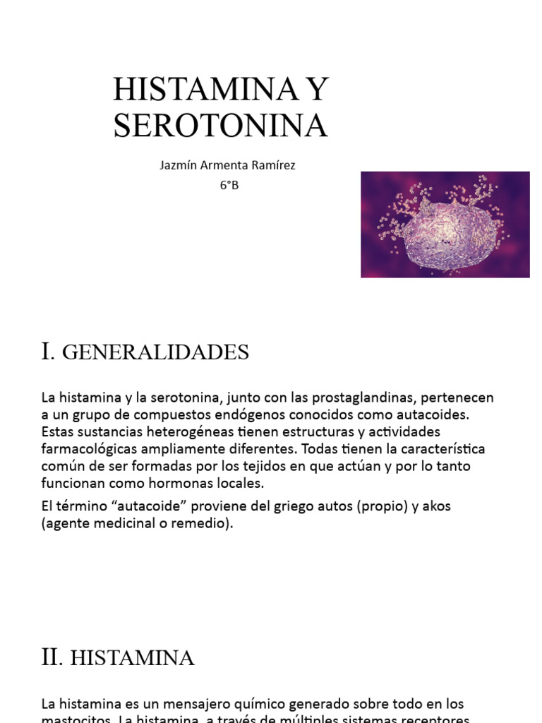 Histamina y Serotonina: Funciones y Usos | PDF | Dolor de cabeza ...