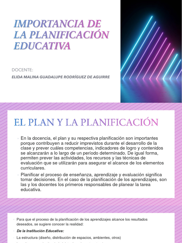 Importancia de la Planificación Educativa | PDF | Enseñando | Evaluación