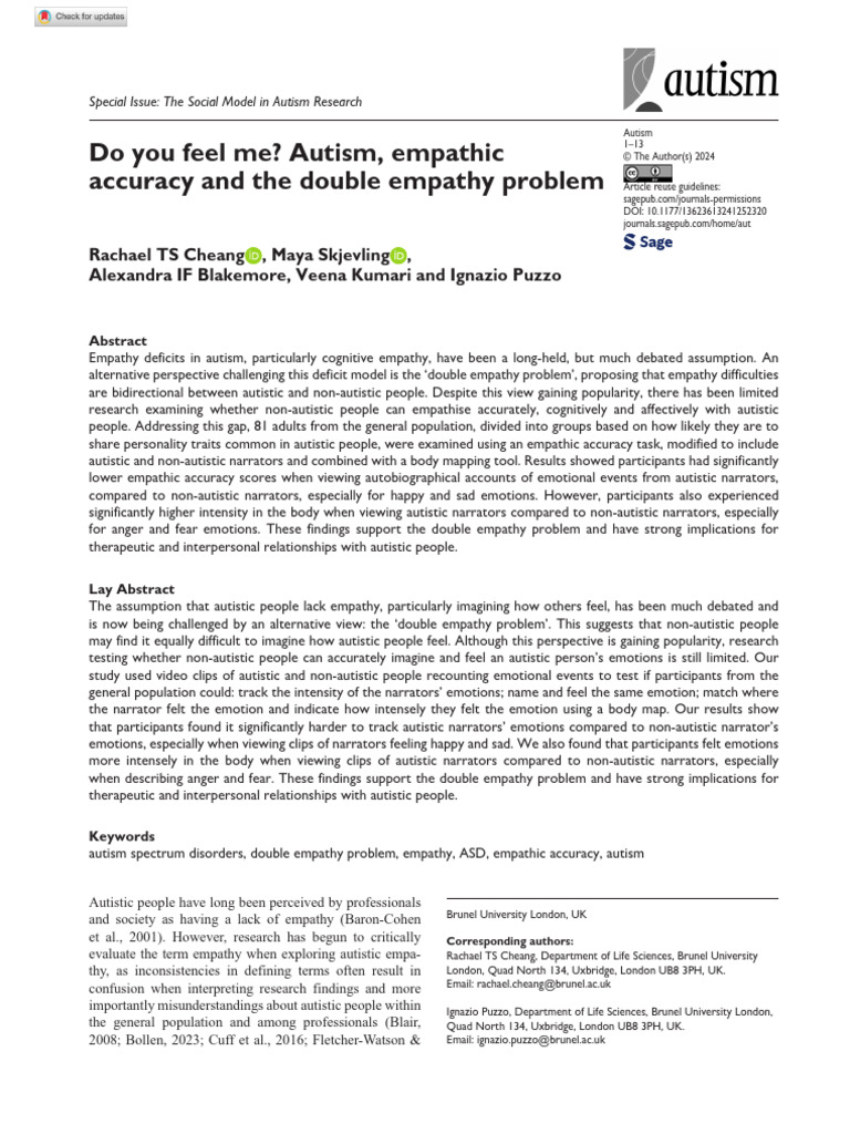 Double Empathy Problem in Autism Research | PDF | Empathy | Autism Spectrum