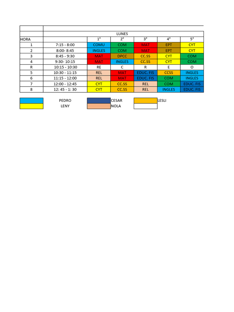 Horario 2025 | PDF | Estudios de idiomas extranjeros