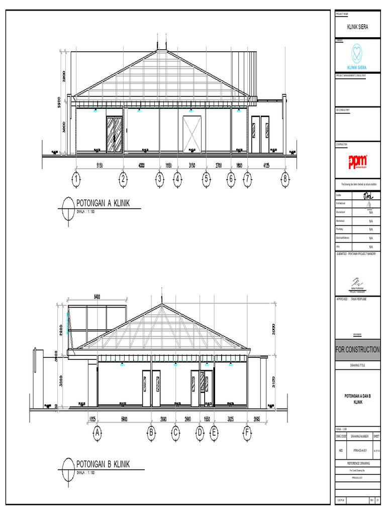 Potongan a dan b klinik pdf computer aided design technical drawing