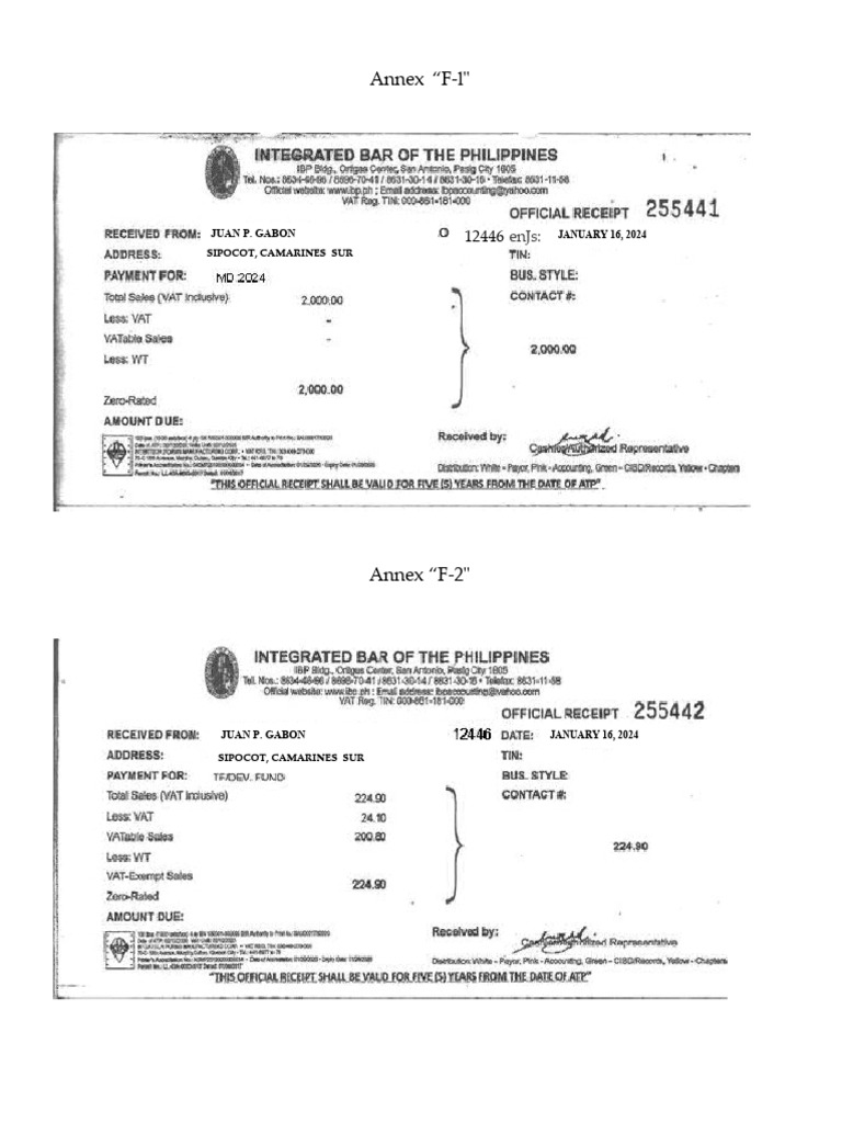 Annex F-1 and F-2 Documentation | PDF