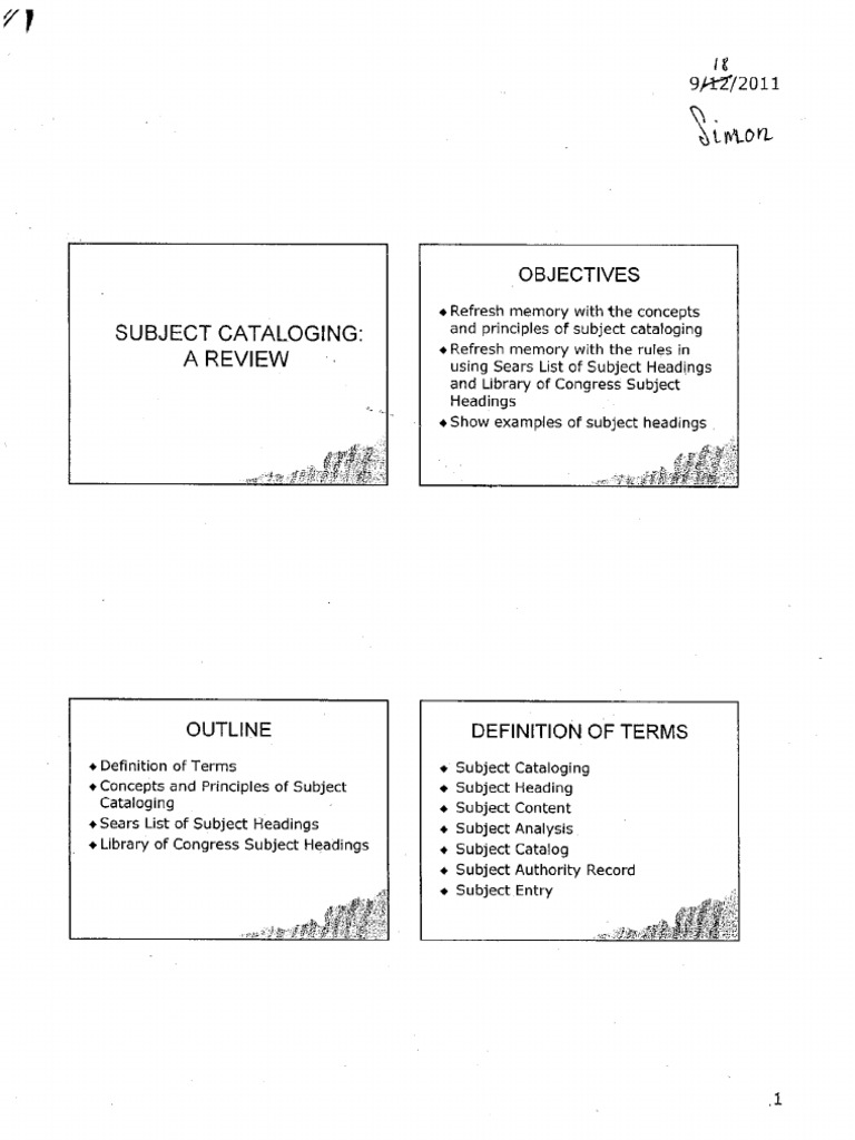 06 Subject Cataloging And Classification Rpmarasigan Pdf