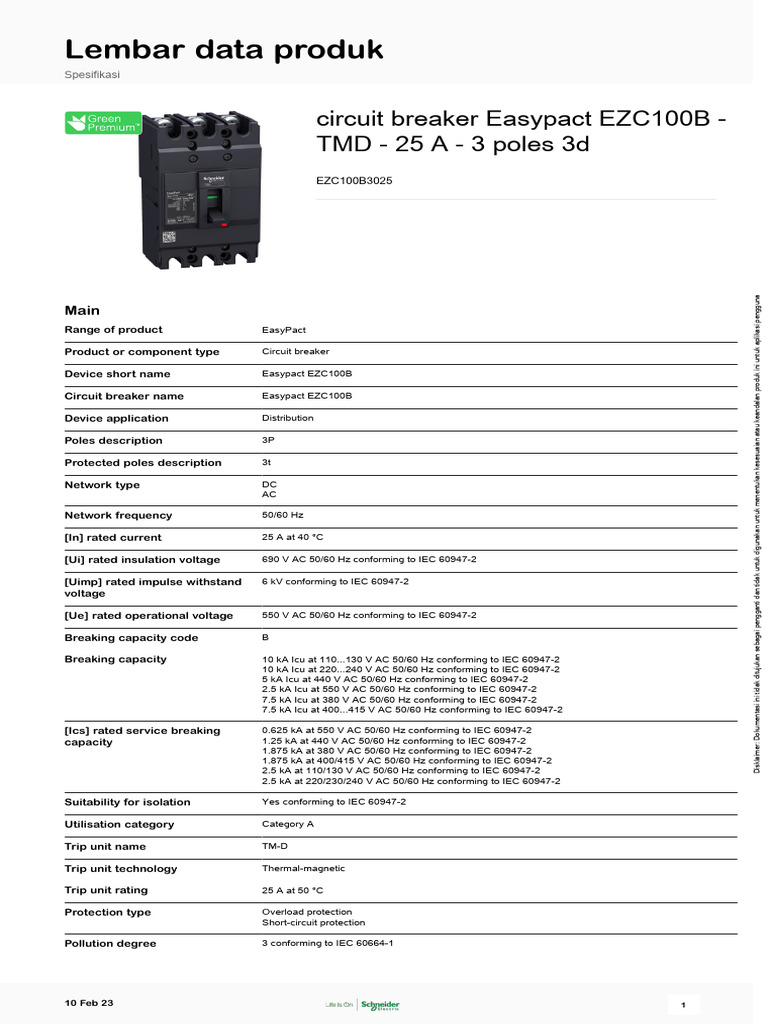 EasyPact EZC - EZC100B3025 | PDF | Alternating Current | Electrical Network