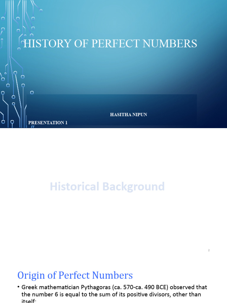 History of Perfect Numbers | Download Free PDF | Numbers | Prime Number