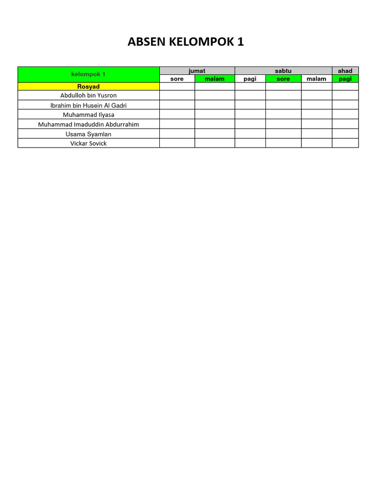 Daftar Absen Kelompok Kegiatan | PDF