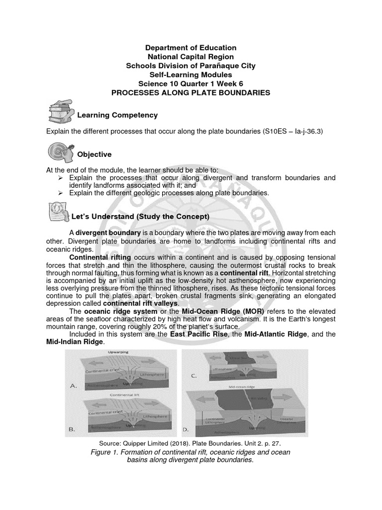 Science 10 - Quarter 1 - Week 6 | PDF | Plate Tectonics | Rift