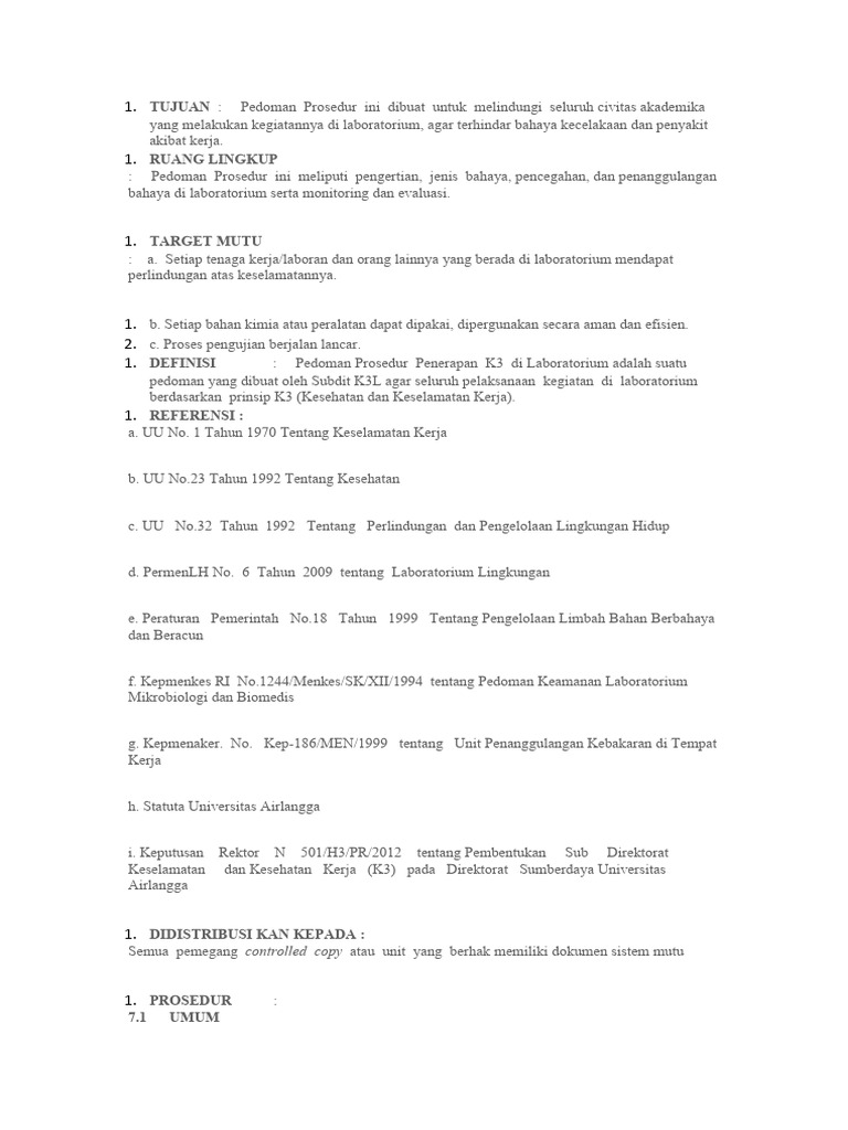 Pedoman K3 untuk Laboratorium Akademik | PDF
