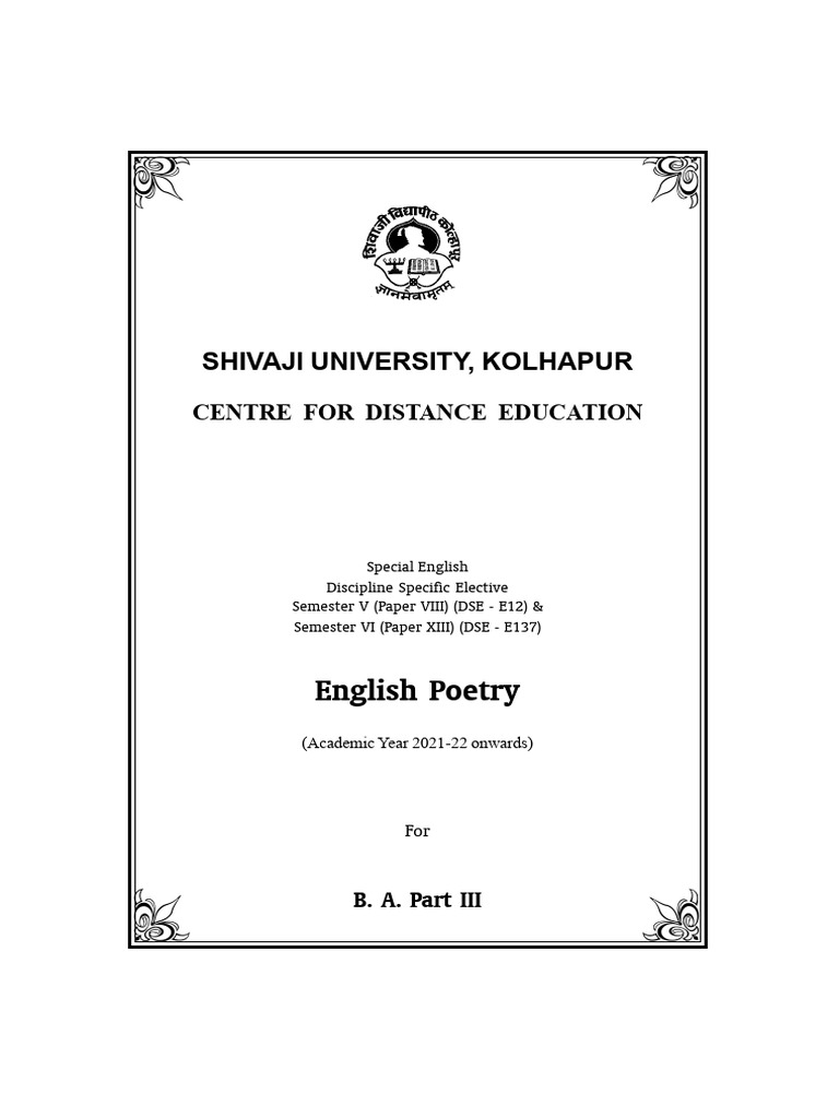 B. A. III Eng P. 8 - 13 English Poetry All | PDF | Sonnets | Poetry