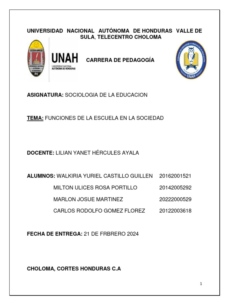 Funciones de la Escuela en la Sociedad | PDF | Escuelas | Sociedad