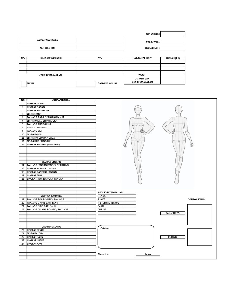 Planner Jahit - Blank Worksheet | PDF