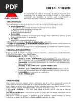 Edital da Feira de Tecnologia e Ciências