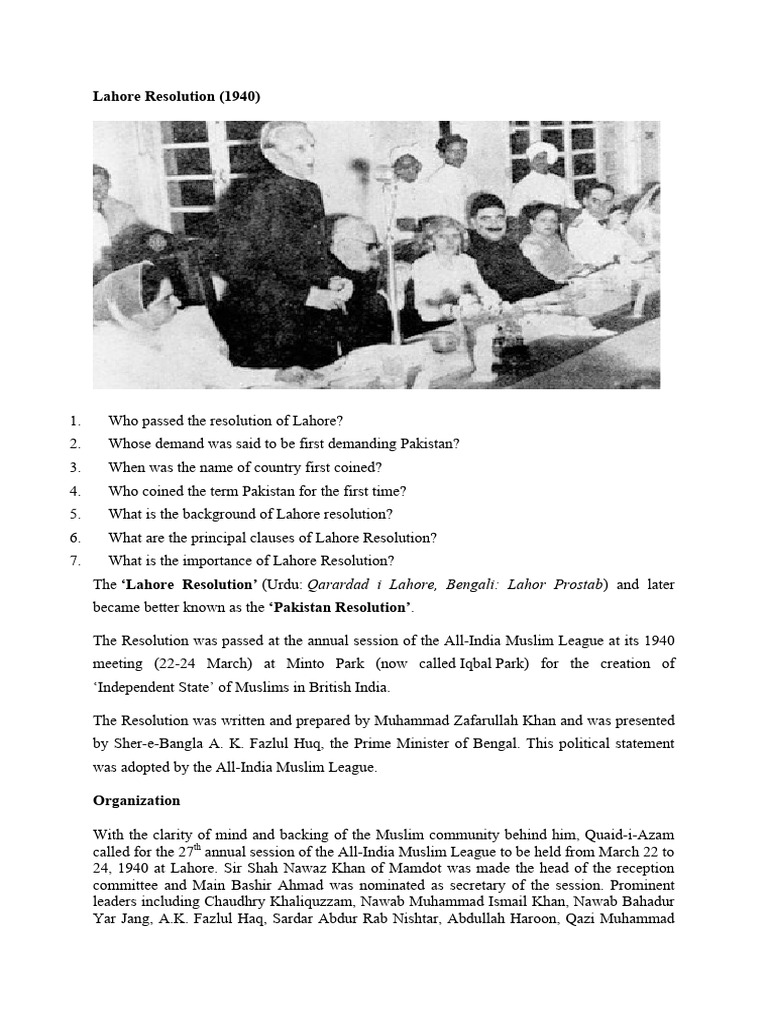 1940 To 1947 HISTORY | PDF | Muhammad Ali Jinnah | Partition Of India
