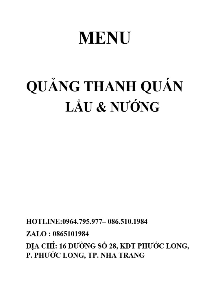 Menu QT 2 | PDF