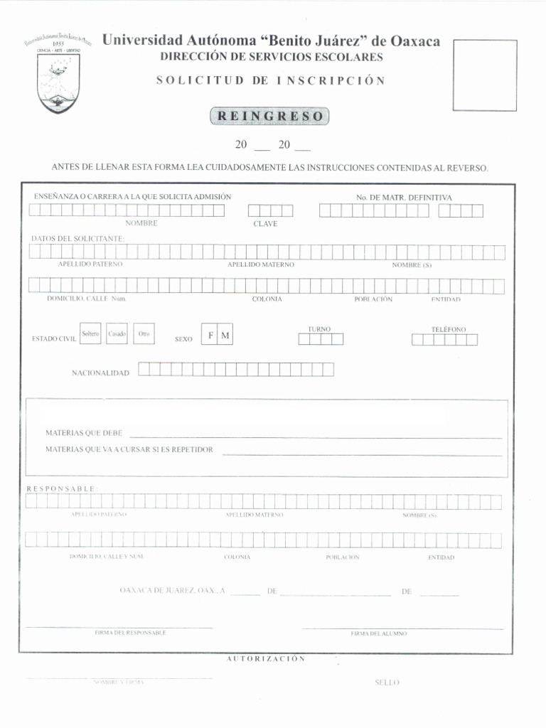 Solicitud De Inscripcion Pdf